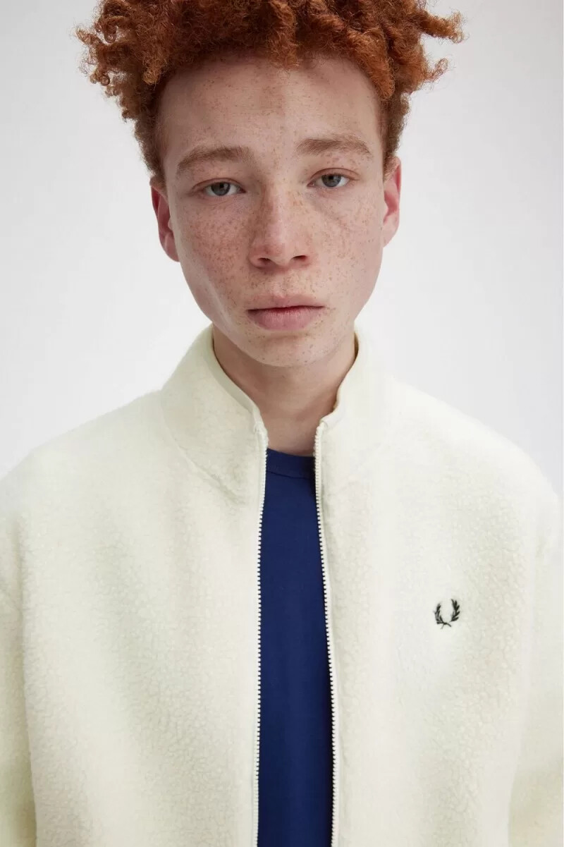 fred perry borg fleece-sweatshirt mit reißverschluss für herren beige