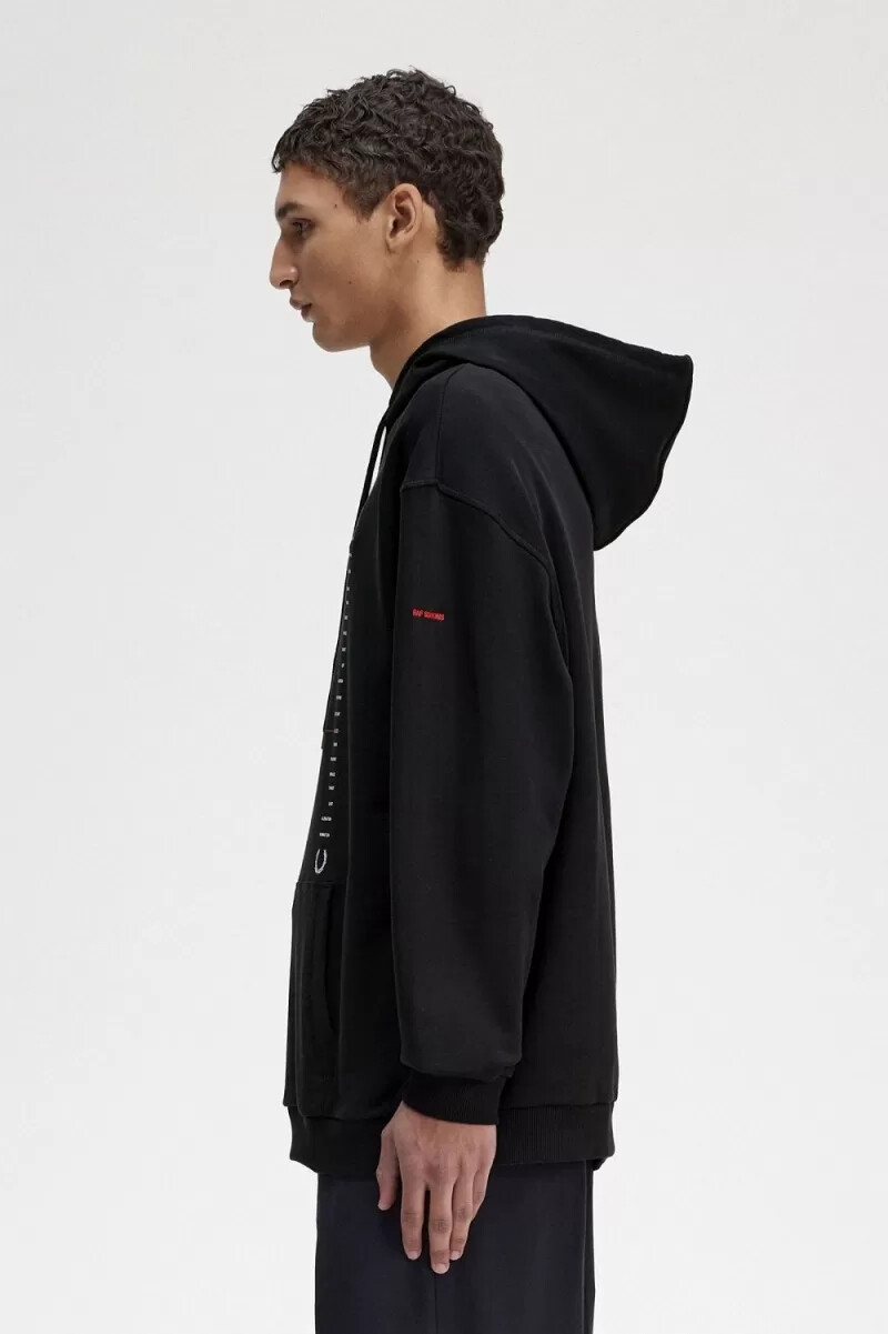 fred perry kapuzenpullover für herren mit print schwarz