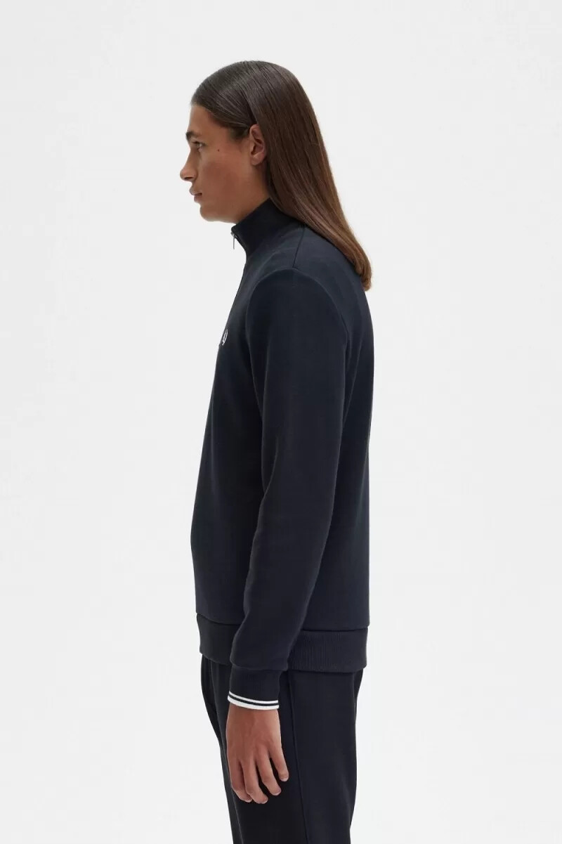 fred perry herren-sweatshirt mit halbem reißverschluss schwarz