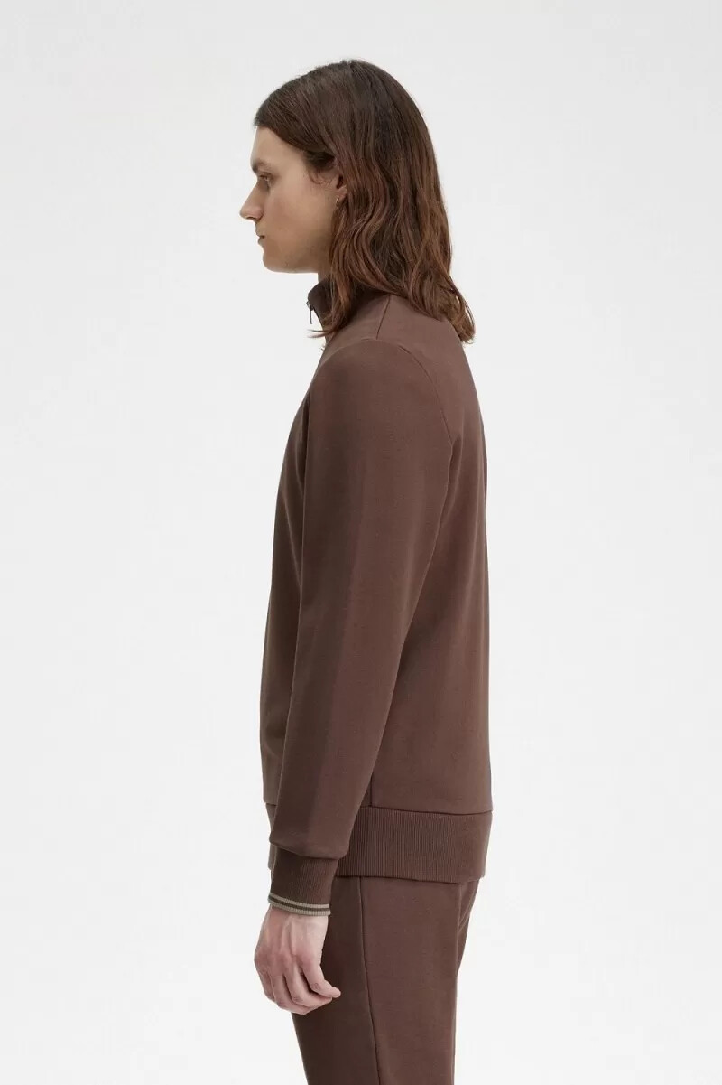 fred perry herren-sweatshirt mit halbem reißverschluss dunkelrotwarmgrau
