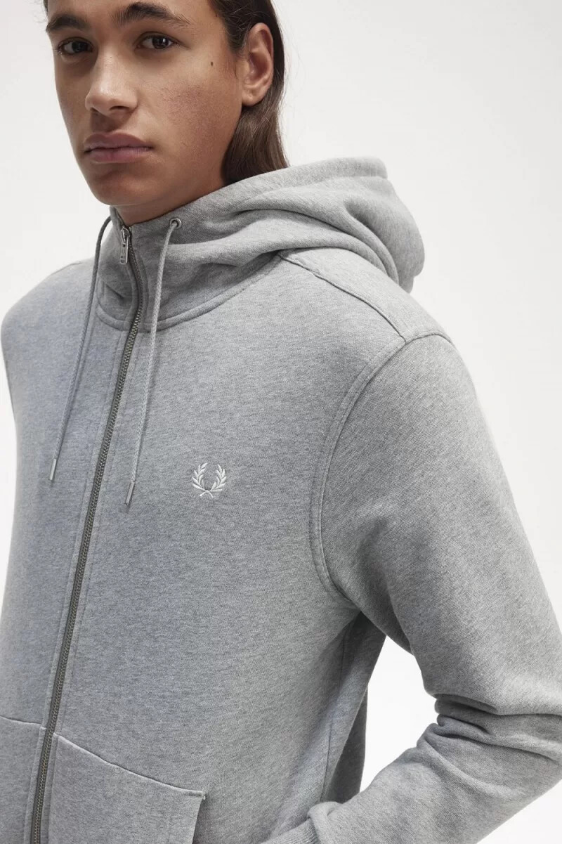 fred perry kapuzenpullover mit reißverschluss für herren grau