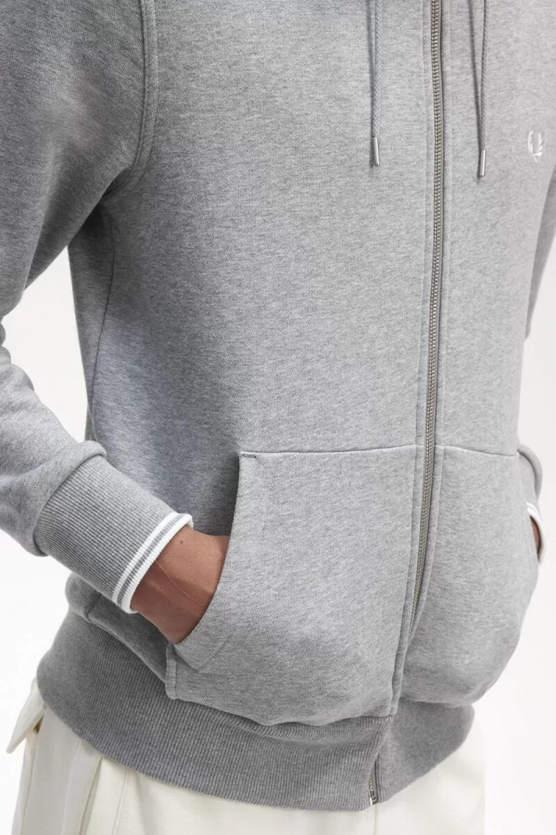 fred perry kapuzenpullover mit reißverschluss für herren grau