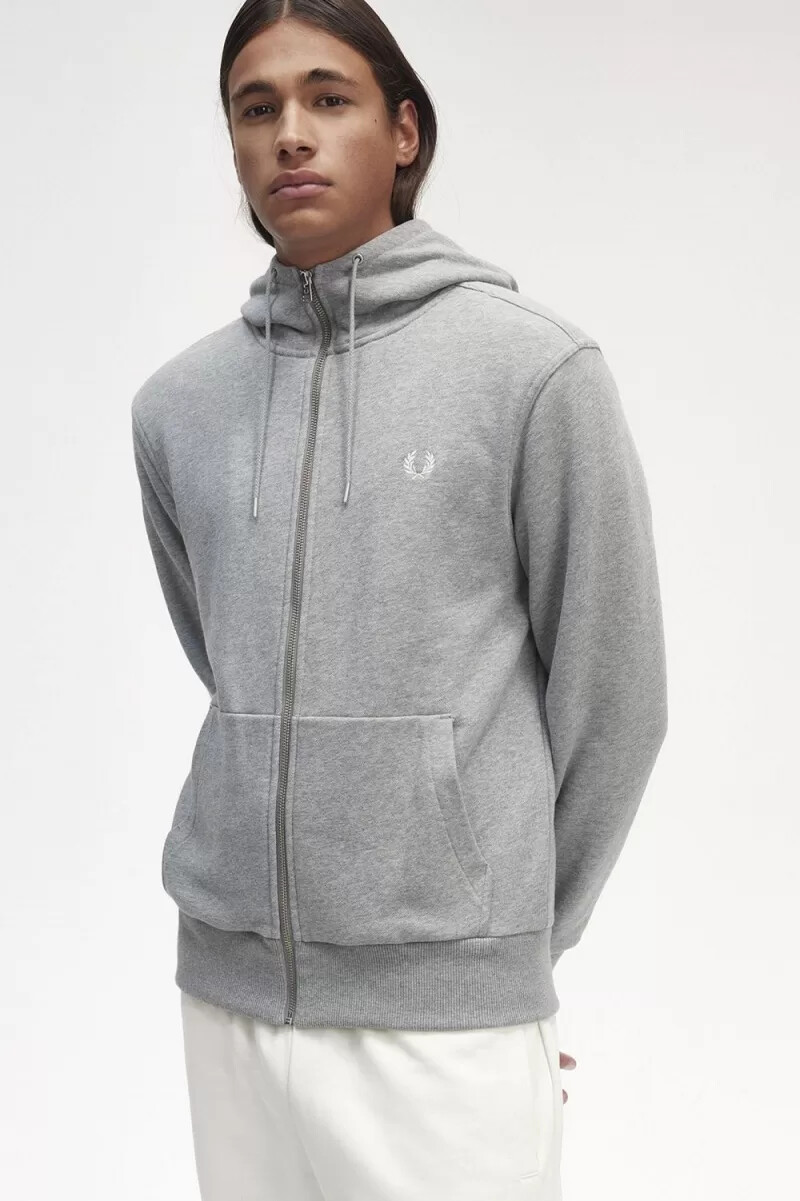 fred perry kapuzenpullover mit reißverschluss für herren grau