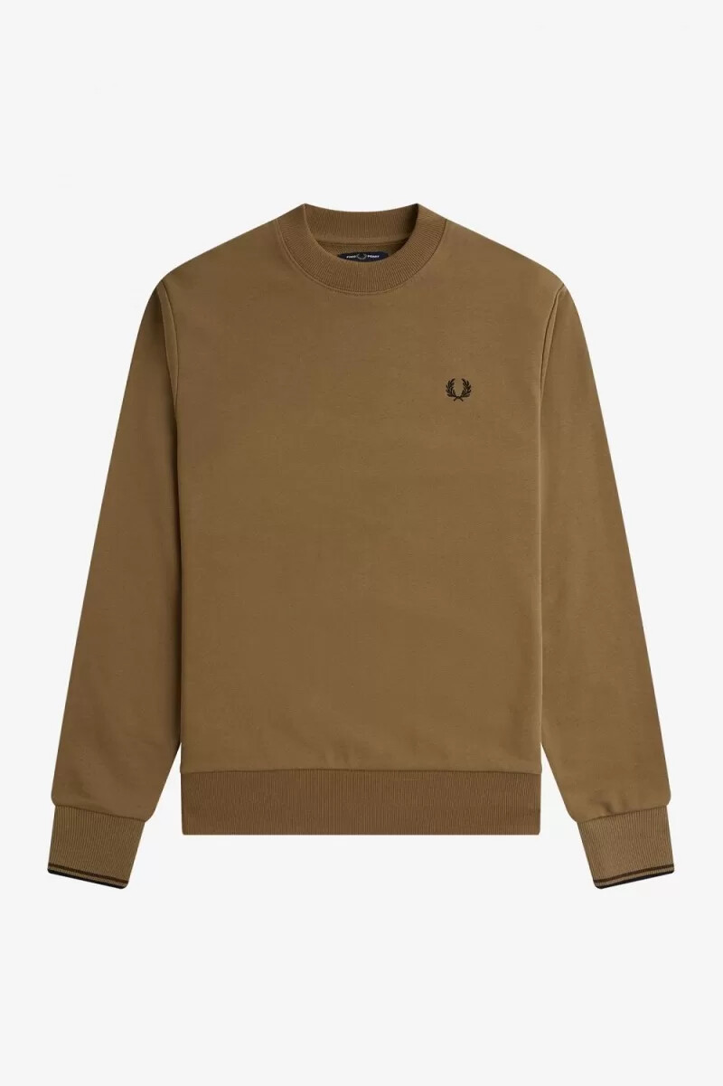 fred perry herren-sweatshirt mit rundhalsausschnitt farbe braun tabakbraun