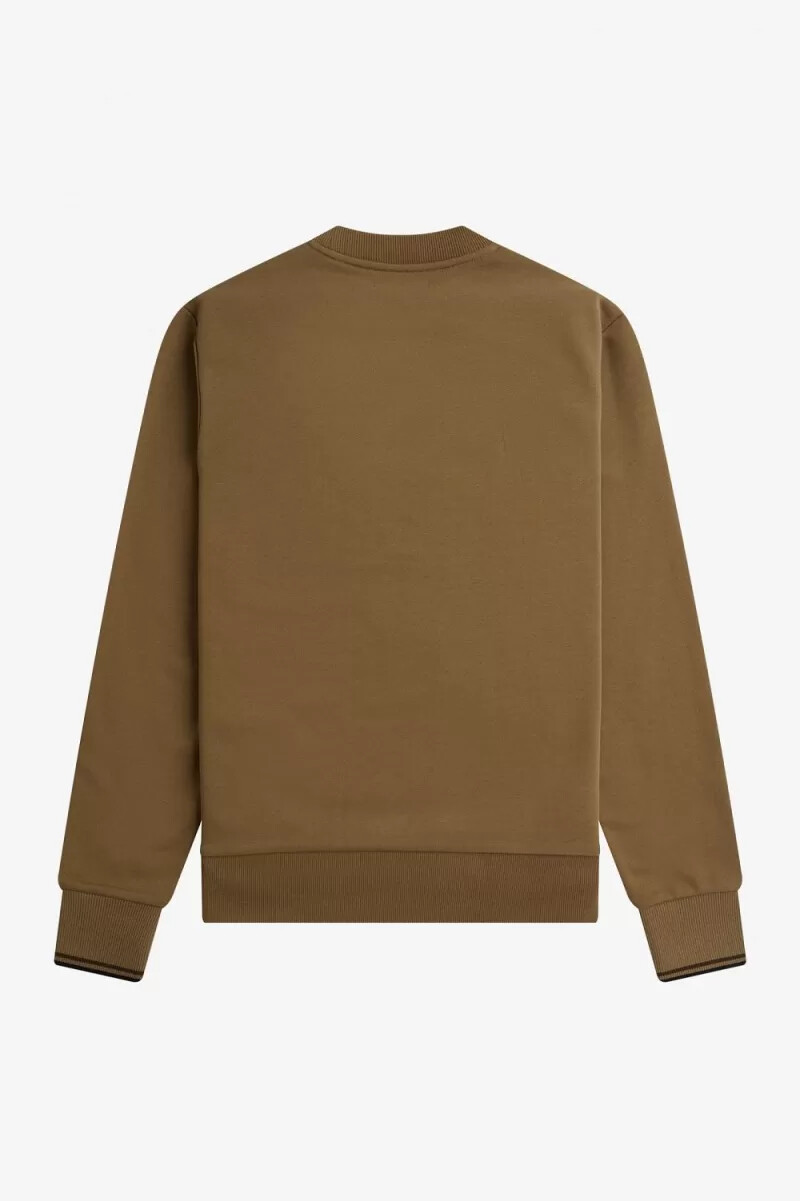 fred perry herren-sweatshirt mit rundhalsausschnitt farbe braun tabakbraun