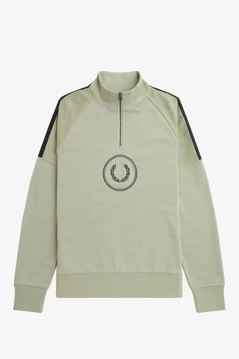 fred perry herren-sweatshirt mit halbem reißverschluss und kreislogo mint