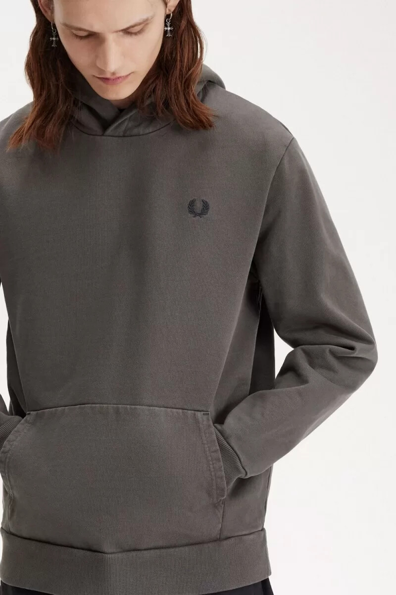 fred perry herren-kapuzenpullover schwere ausführung feldgrün