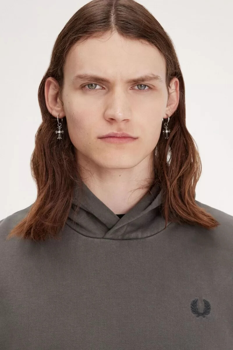 fred perry herren-kapuzenpullover schwere ausführung feldgrün