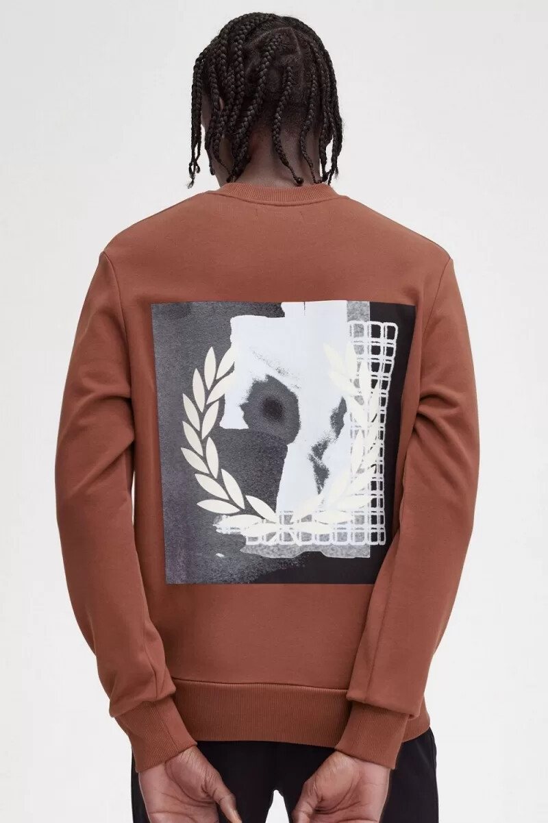 fred perry rave graphic herren-sweatshirt whiskybraun