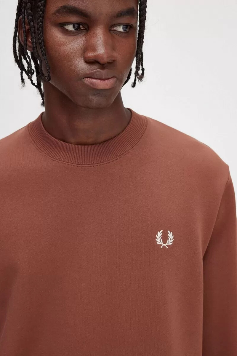 fred perry rave graphic herren-sweatshirt whiskybraun