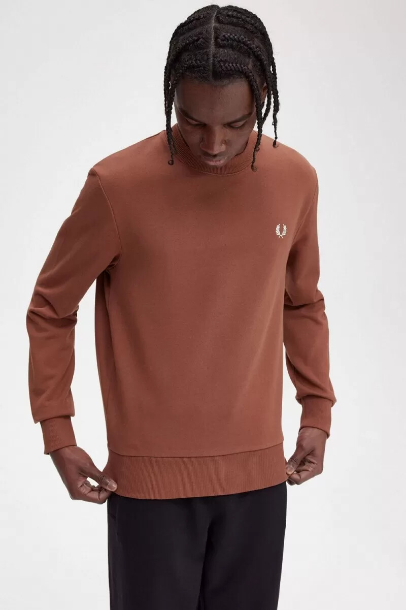fred perry rave graphic herren-sweatshirt whiskybraun