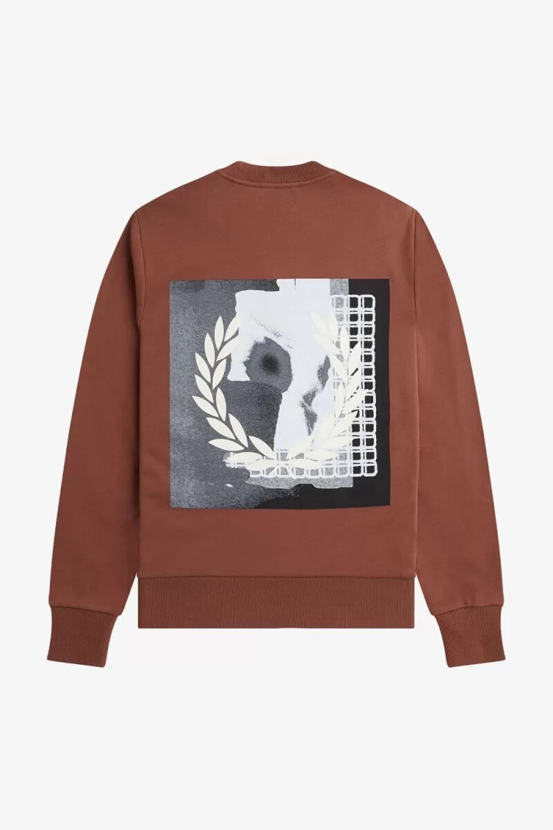 fred perry rave graphic herren-sweatshirt whiskybraun