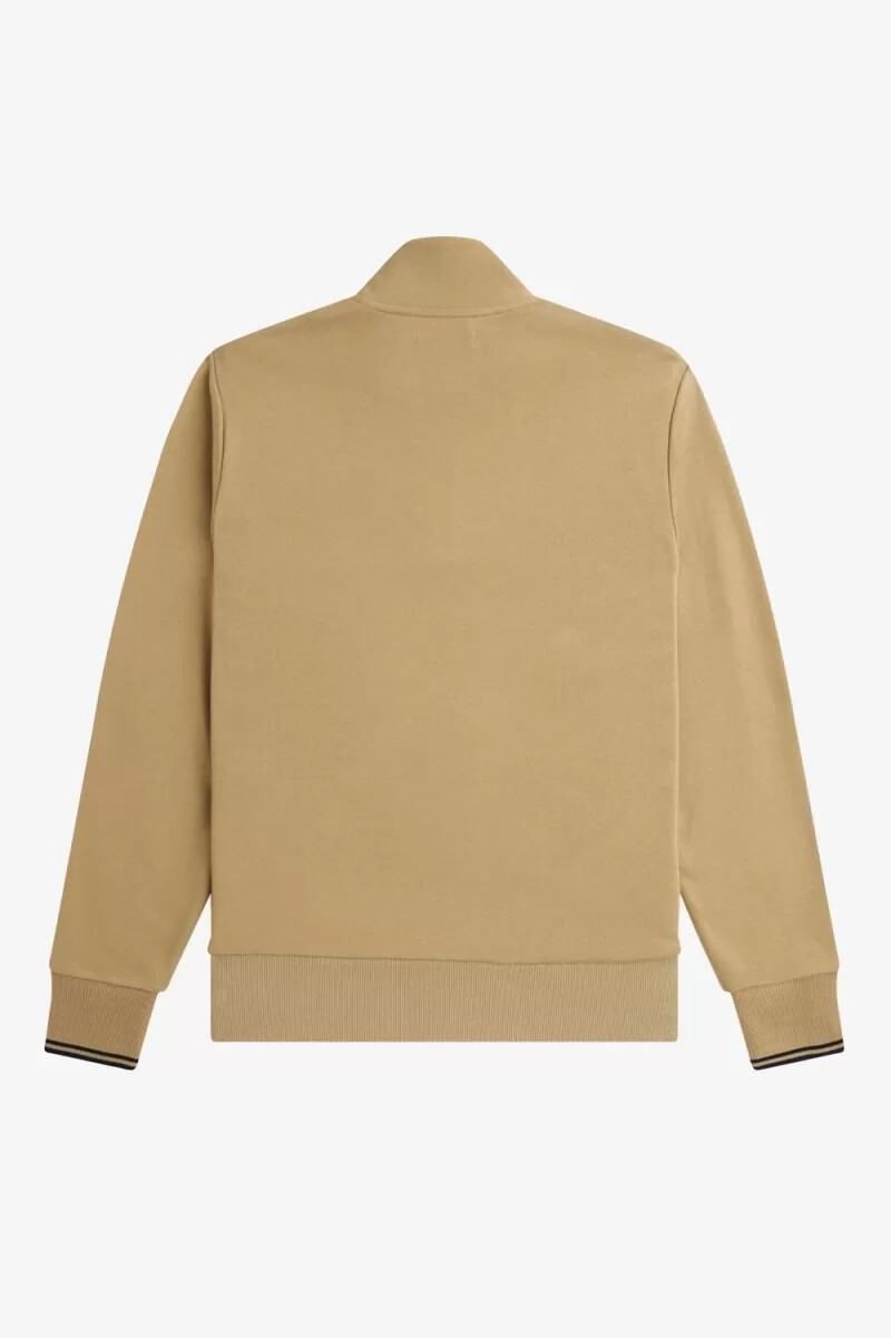 fred perry herren-sweatshirt mit halbem reißverschluss grünschwarz