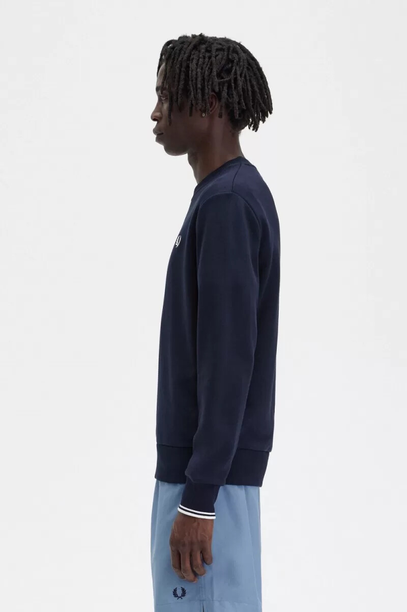 fred perry herren-sweatshirt mit rundhalsausschnitt marineblau
