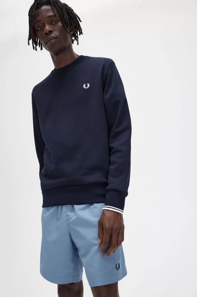 fred perry herren-sweatshirt mit rundhalsausschnitt marineblau