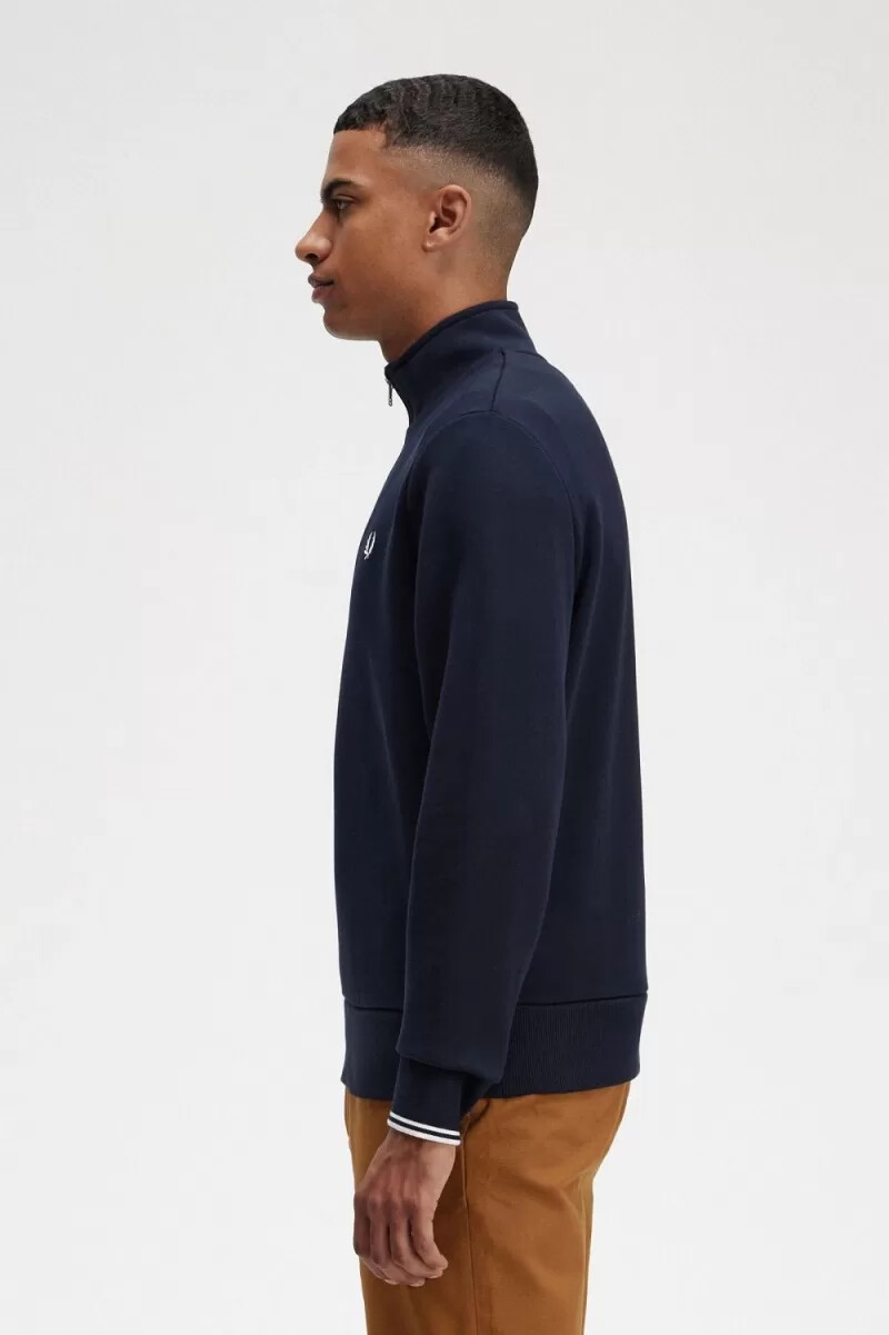 fred perry herren-sweatshirt mit halbem reißverschluss marineblau