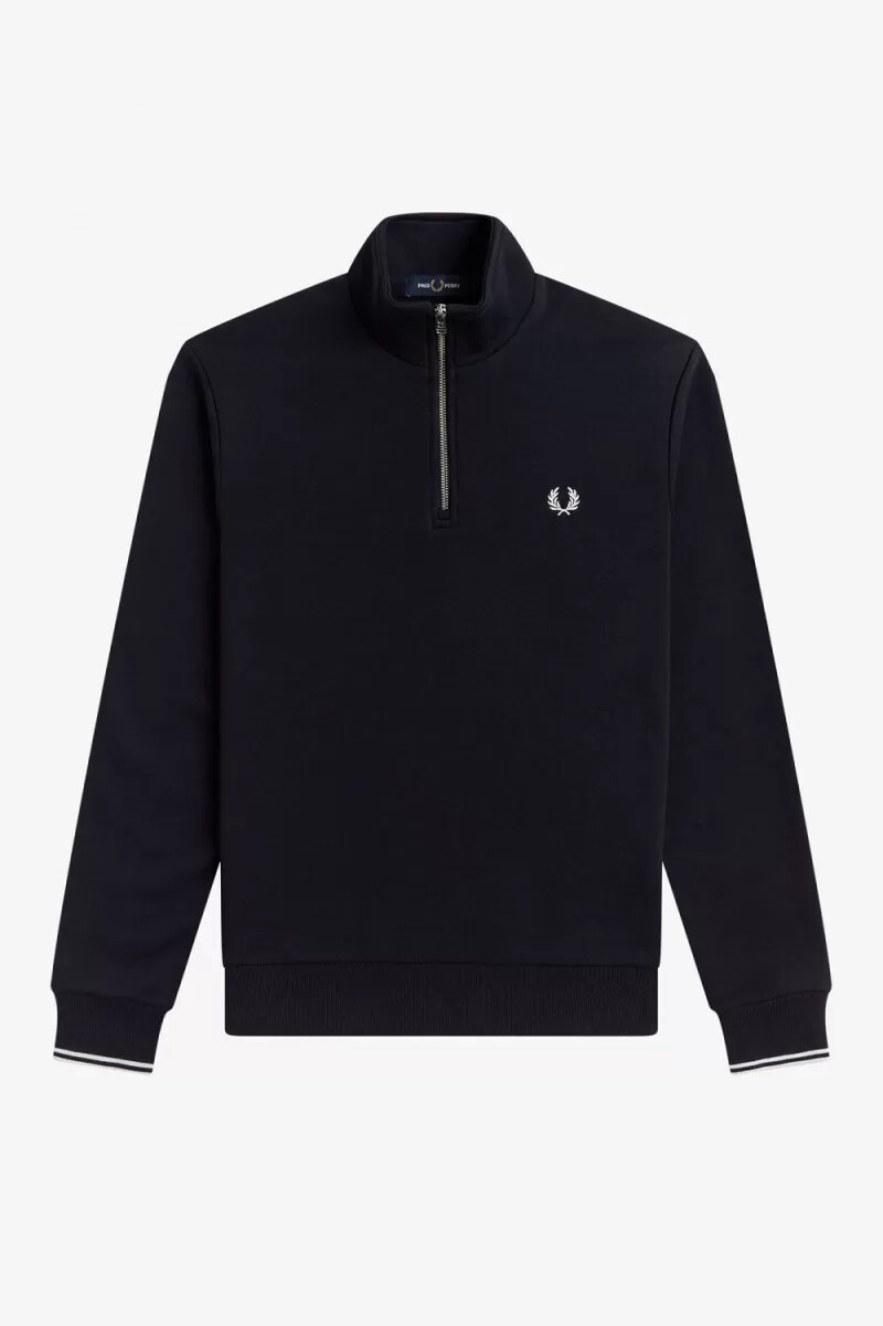 fred perry herren-sweatshirt mit halbem reißverschluss marineblau