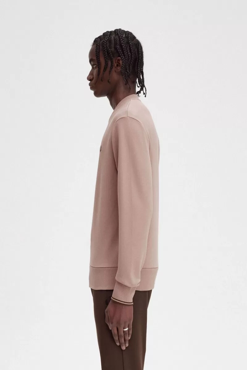 fred perry herren-sweatshirt mit rundhalsausschnitt dunkelrosa