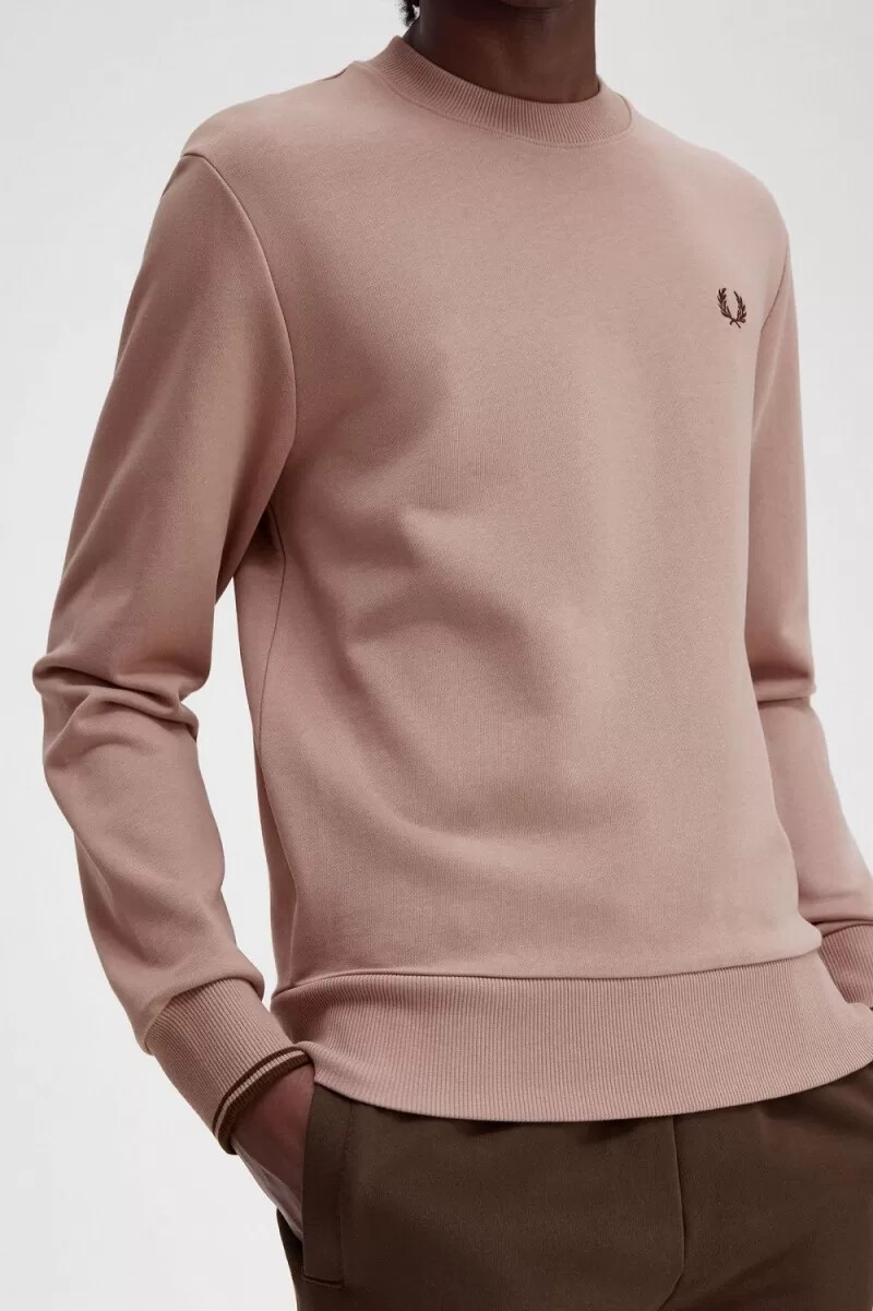 fred perry herren-sweatshirt mit rundhalsausschnitt dunkelrosa
