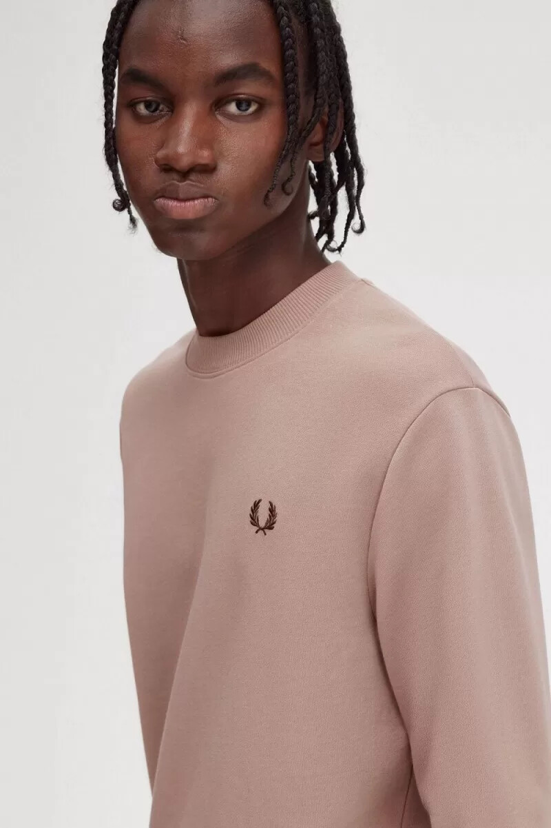 fred perry herren-sweatshirt mit rundhalsausschnitt dunkelrosa