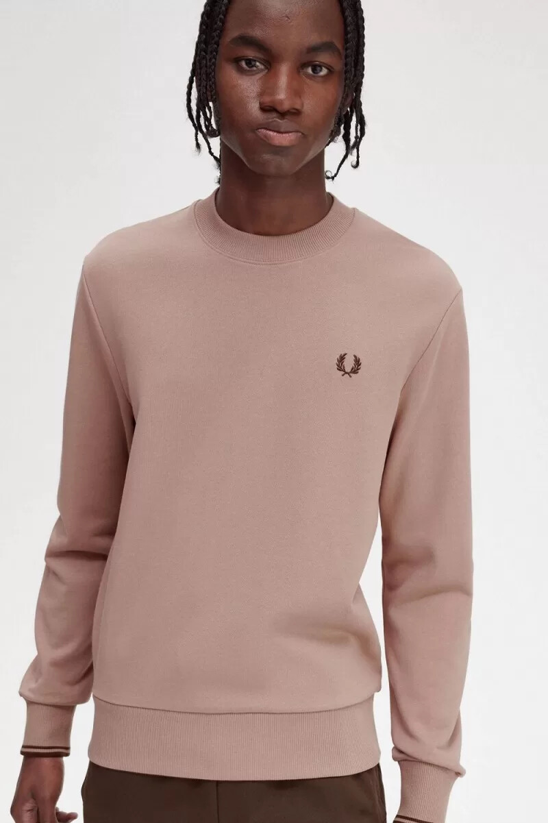 fred perry herren-sweatshirt mit rundhalsausschnitt dunkelrosa