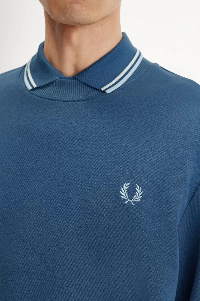 fred perry herren-sweatshirt mit rundhalsausschnitt mitternachtsblau hellblau