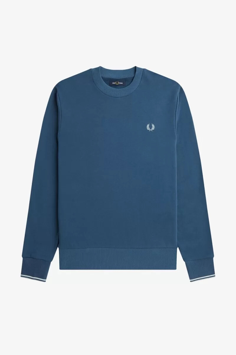 fred perry herren-sweatshirt mit rundhalsausschnitt mitternachtsblau hellblau