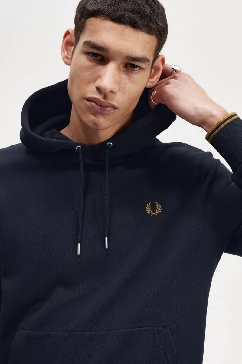 fred perry herren-sweatshirt mit kapuze und farbverlauf marineblaudunkelbraun