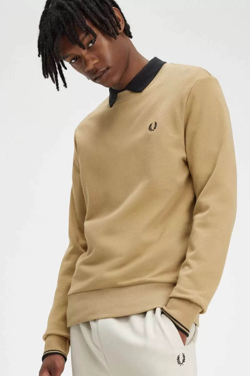 fred perry herren-sweatshirt mit rundhalsausschnitt grünschwarz