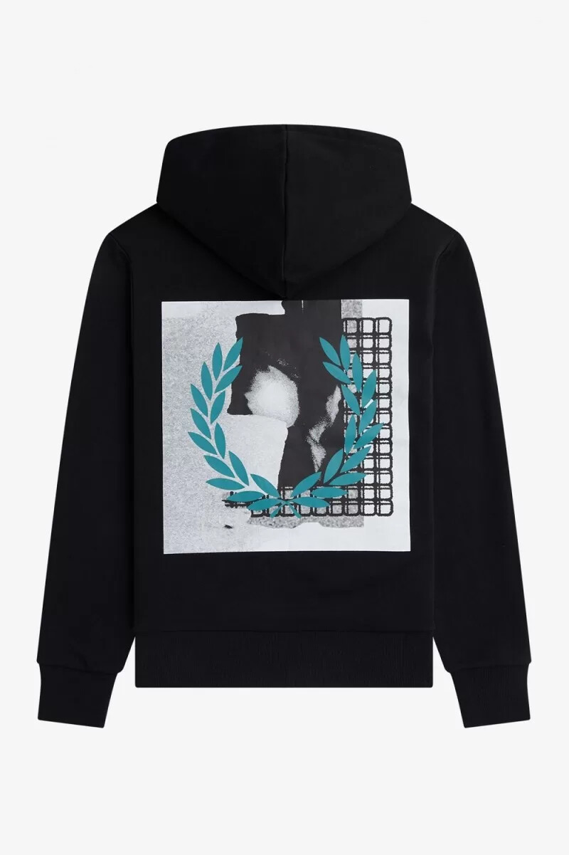 fred perry rave graphic kapuzenpullover für herren schwarz