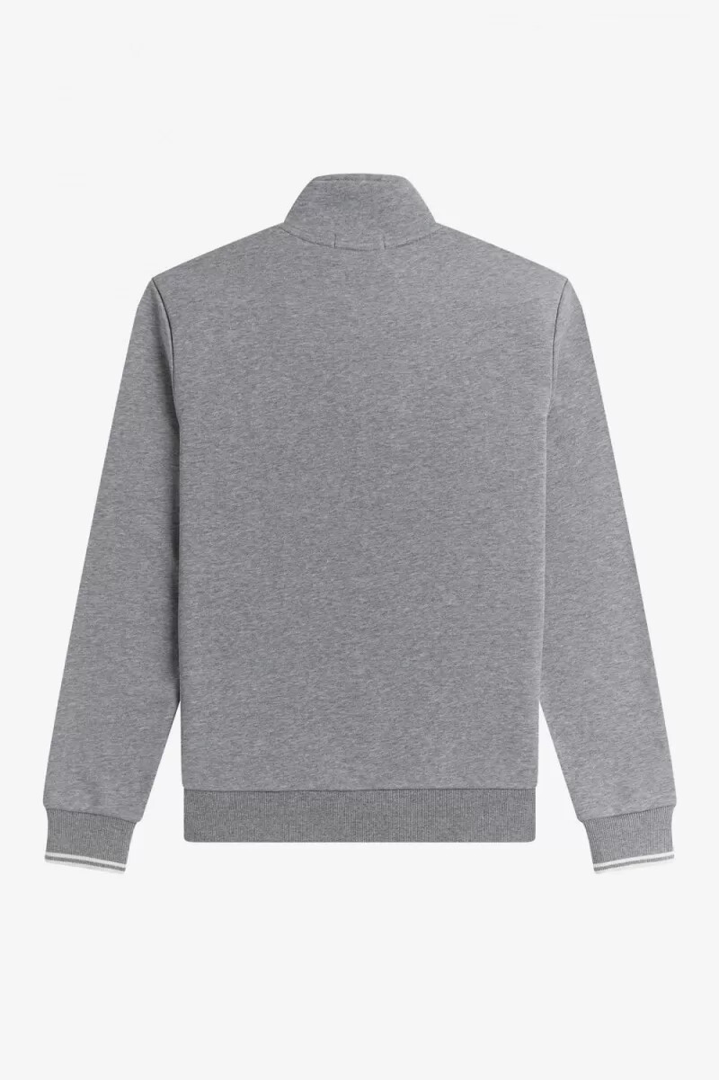 fred perry herren-sweatshirt mit halbem reißverschluss grau