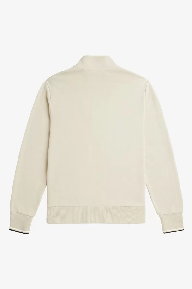 fred perry herren-sweatshirt mit halbem reißverschluss haferflockenfarbe schwarz