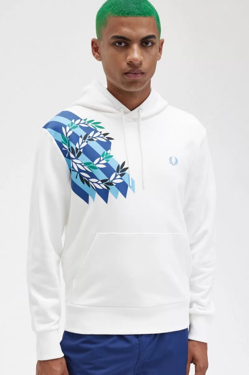 fred perry herren-sweatshirt mit lorbeerkranz-print kapuze schneewittchen
