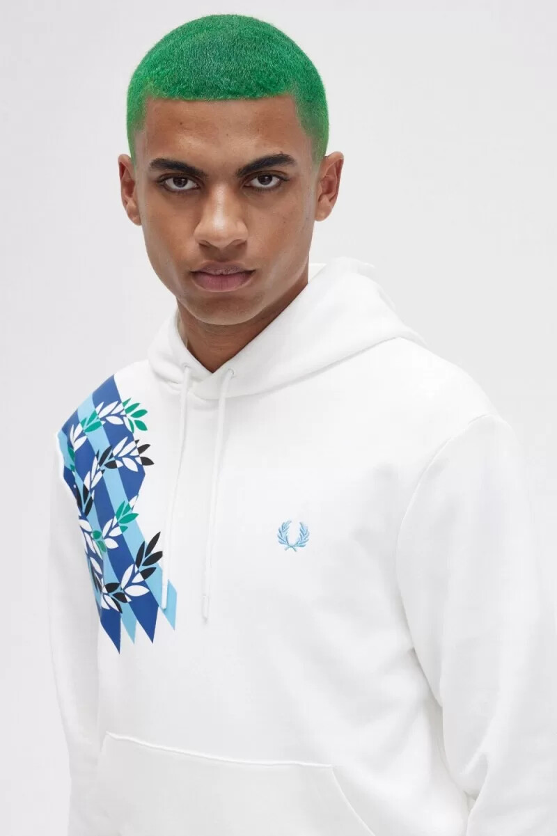 fred perry herren-sweatshirt mit lorbeerkranz-print kapuze schneewittchen