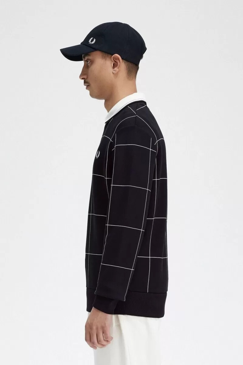 fred perry herren-sweatshirt mit karomuster schwarz