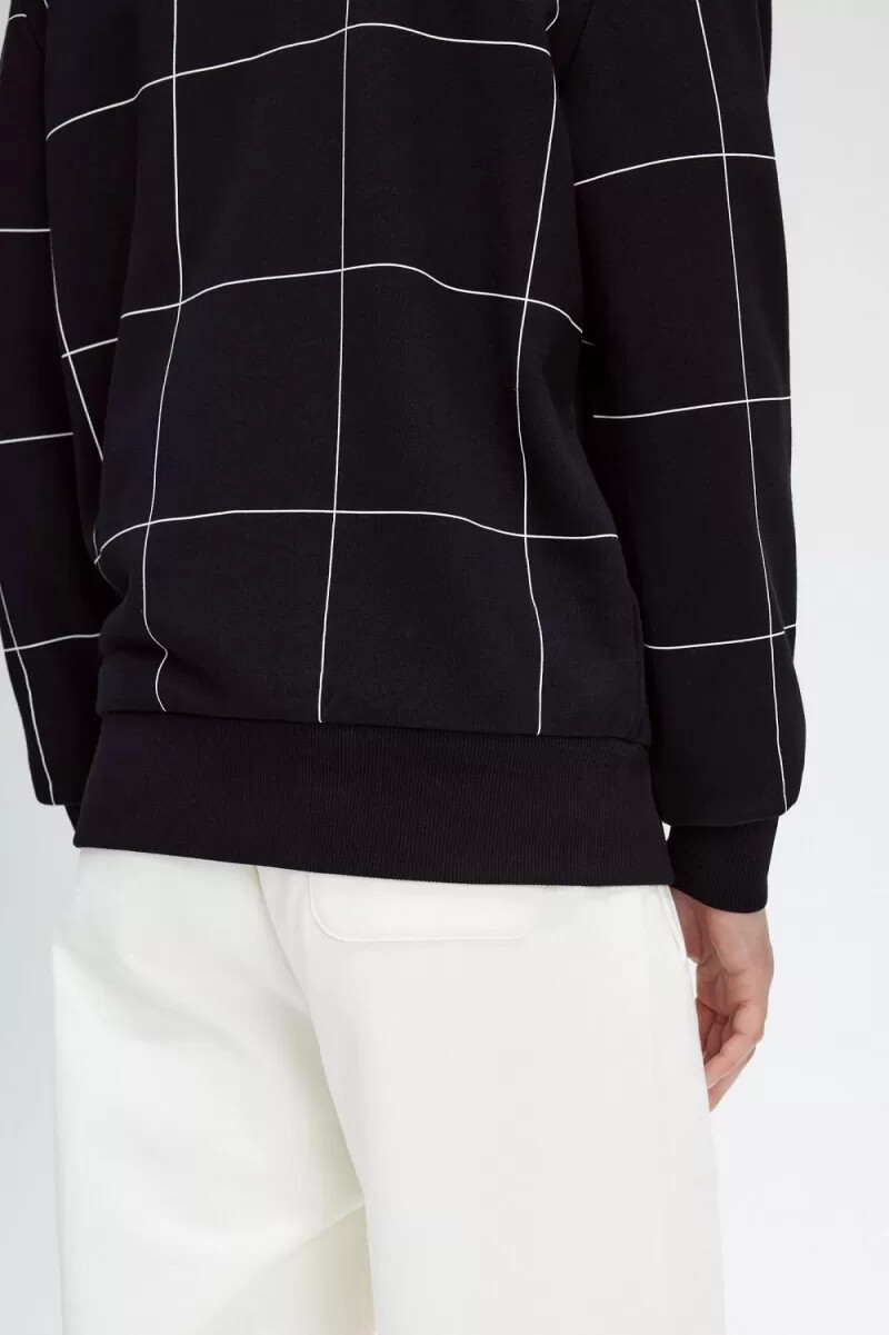 fred perry herren-sweatshirt mit karomuster schwarz