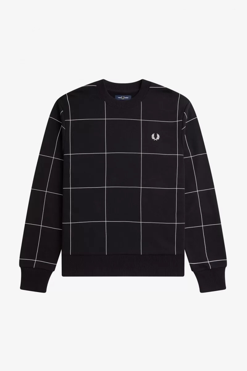 fred perry herren-sweatshirt mit karomuster schwarz