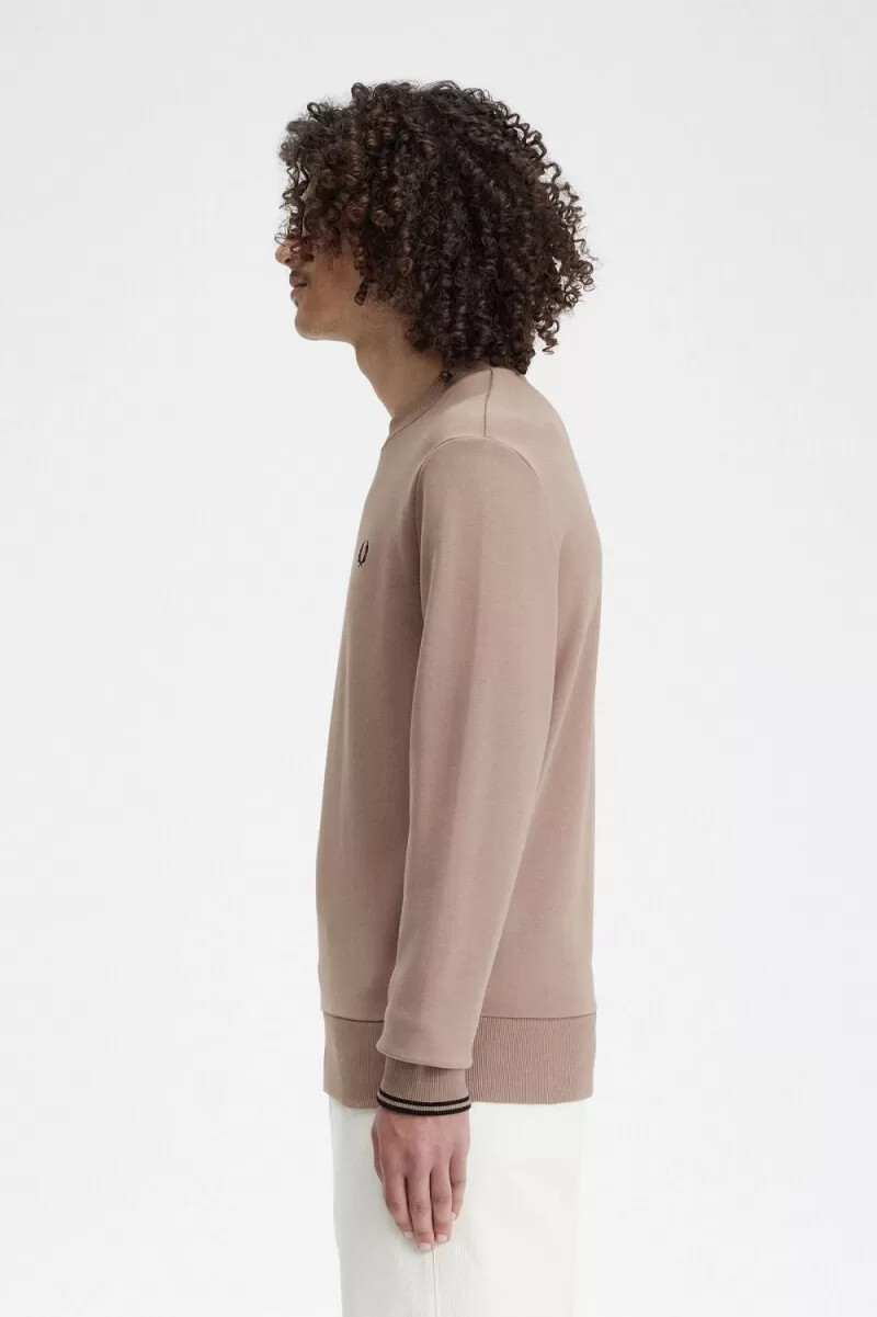 fred perry herren-sweatshirt mit rundhalsausschnitt dunkelrosaschwarz