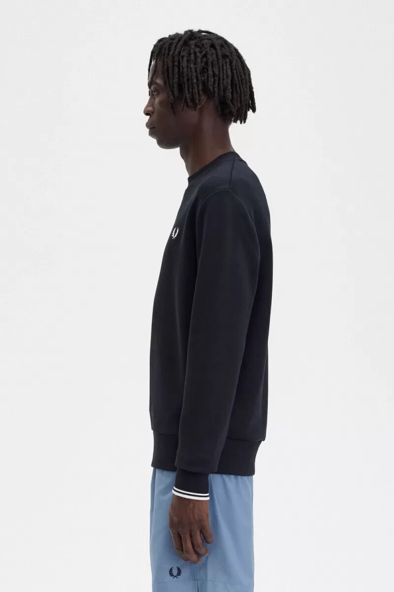fred perry herren-sweatshirt mit rundhalsausschnitt schwarz