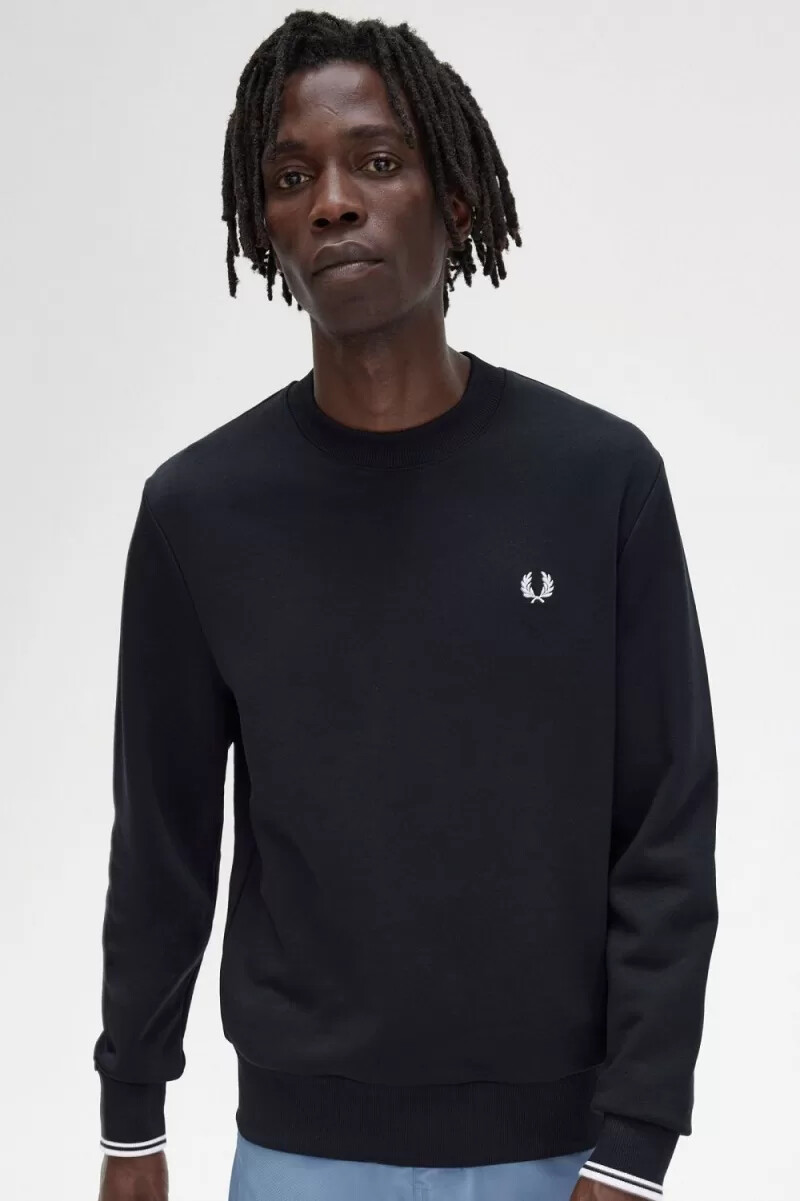 fred perry herren-sweatshirt mit rundhalsausschnitt schwarz