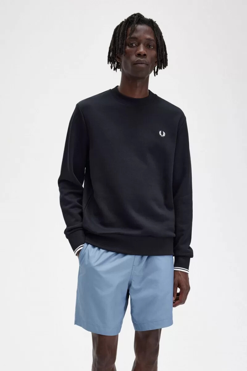 fred perry herren-sweatshirt mit rundhalsausschnitt schwarz