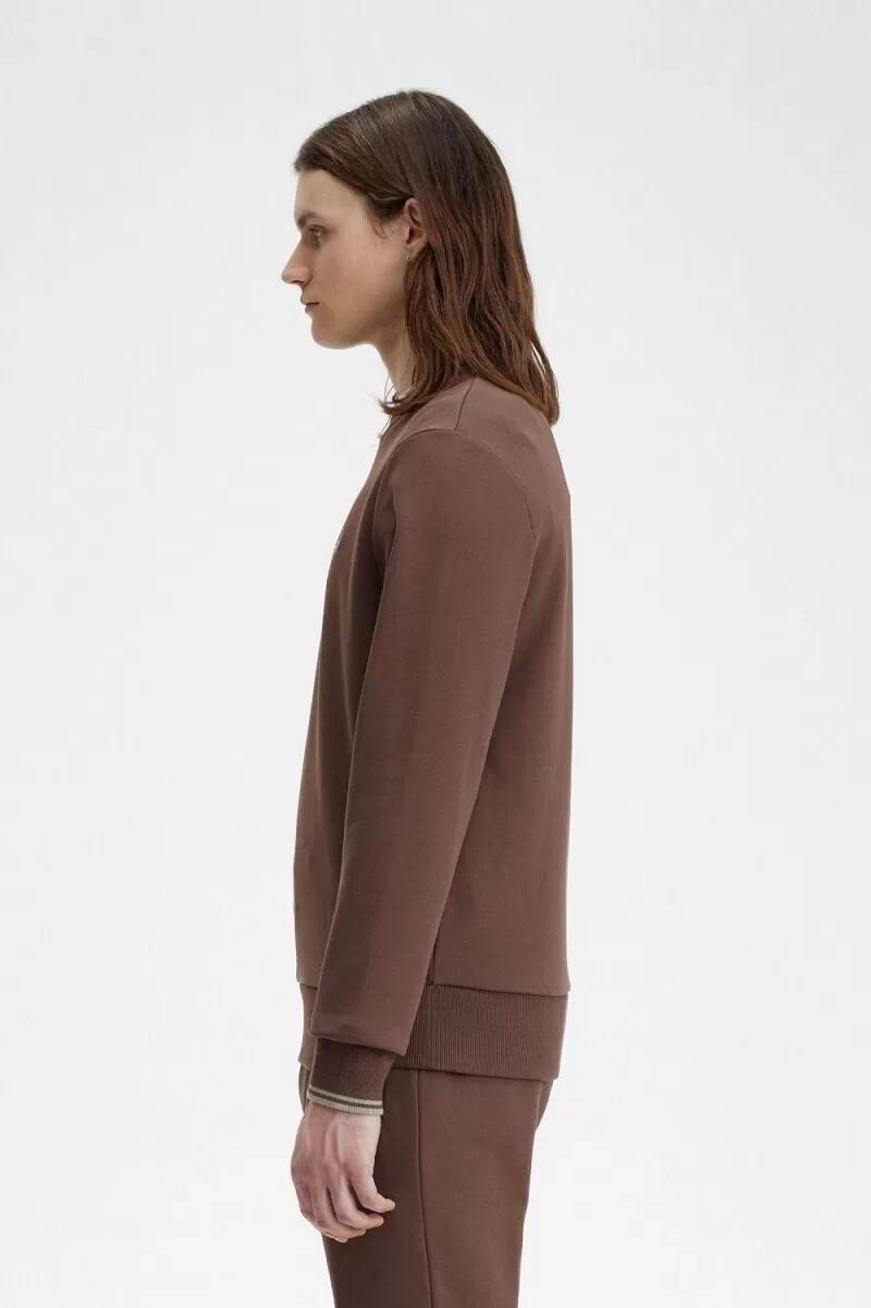 fred perry herren-sweatshirt mit rundhalsausschnitt dunkelrotwarmgrau