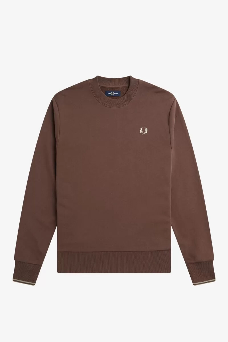 fred perry herren-sweatshirt mit rundhalsausschnitt dunkelrotwarmgrau