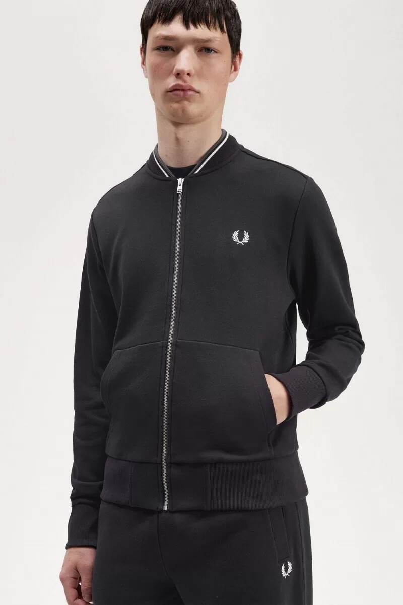 fred perry herren-sweatshirt mit reißverschluss schwarz