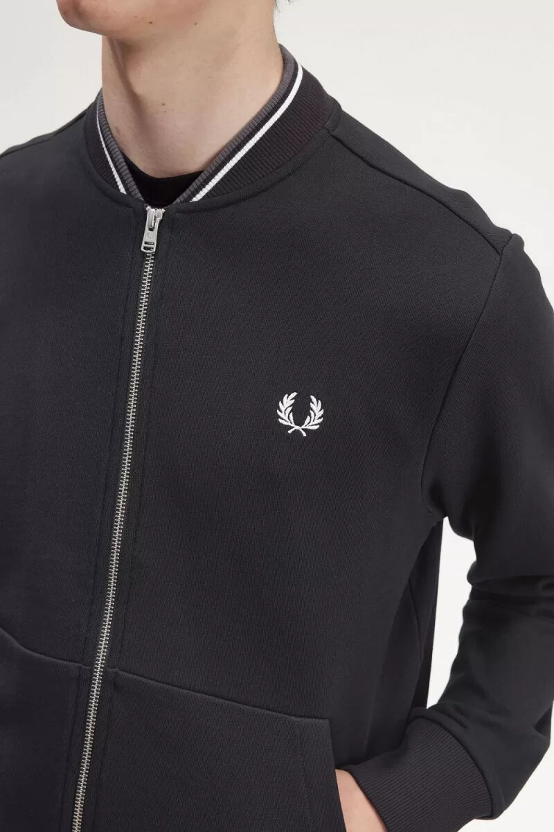 fred perry herren-sweatshirt mit reißverschluss schwarz