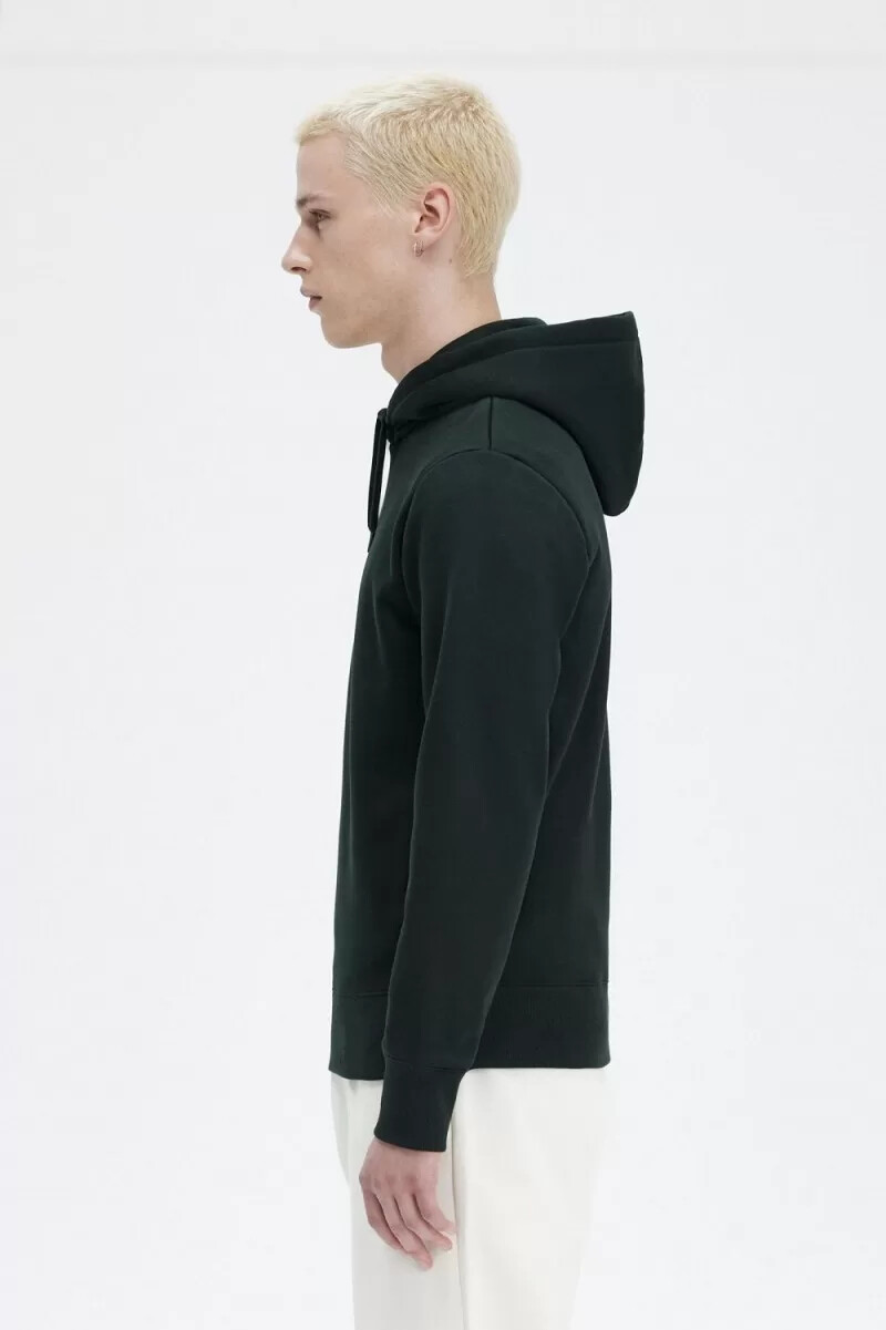fred perry herren-sweatshirt mit kapuze und stickerei nachtgrün