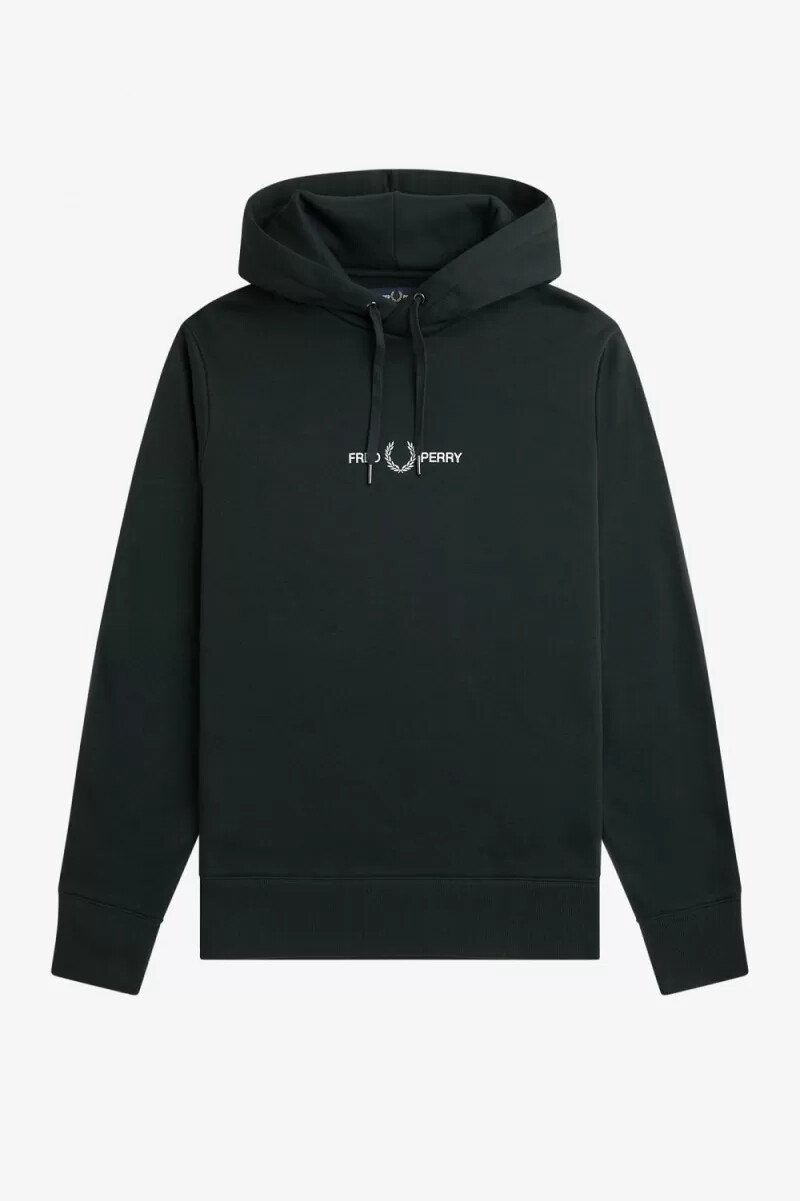 fred perry herren-sweatshirt mit kapuze und stickerei nachtgrün
