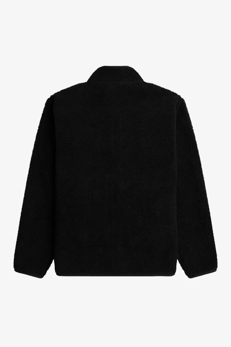 fred perry zip through borg fleece herren-sweatshirt schwarz
