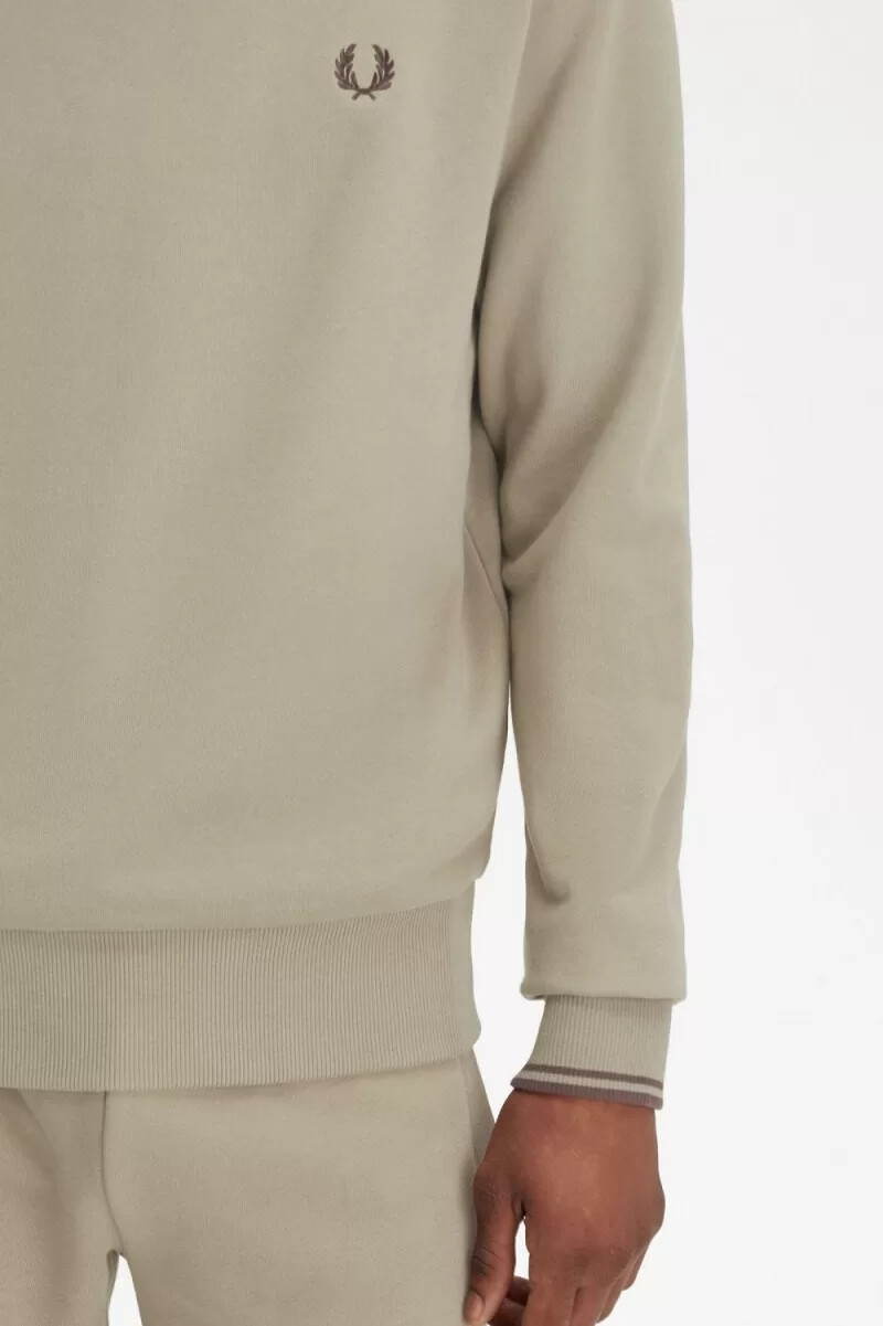 fred perry herren-sweatshirt mit rundhalsausschnitt warmgraudunkelrot