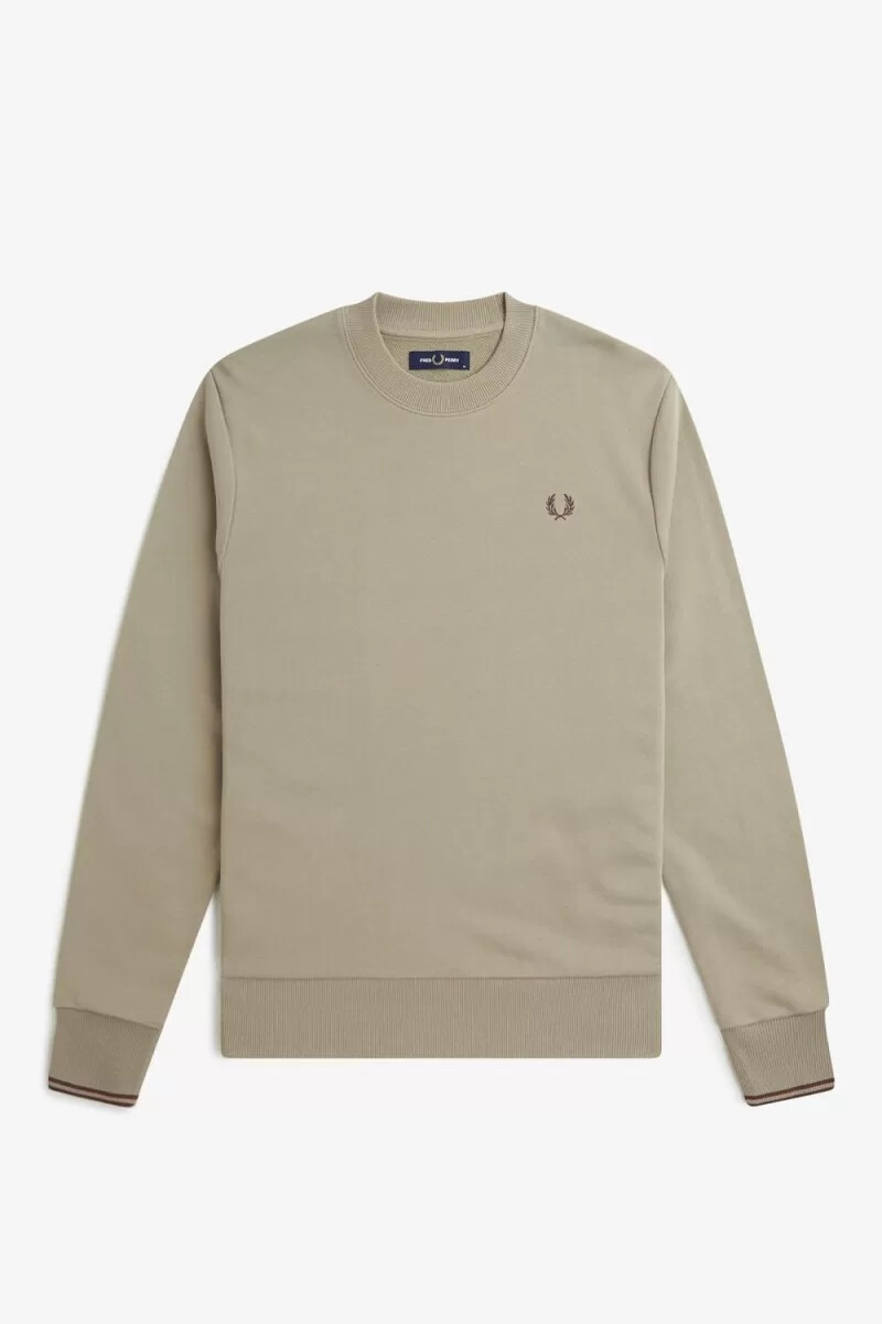fred perry herren-sweatshirt mit rundhalsausschnitt warmgraudunkelrot